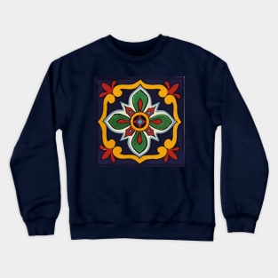 Navy blue clover talavera tile mosaic Crewneck Sweatshirt